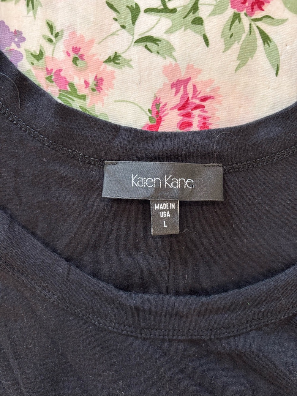 KAREN KANE Sz Large Black Sleeveless High Low Dress Lined Cotton Jersey EUC - Picture 3 of 7